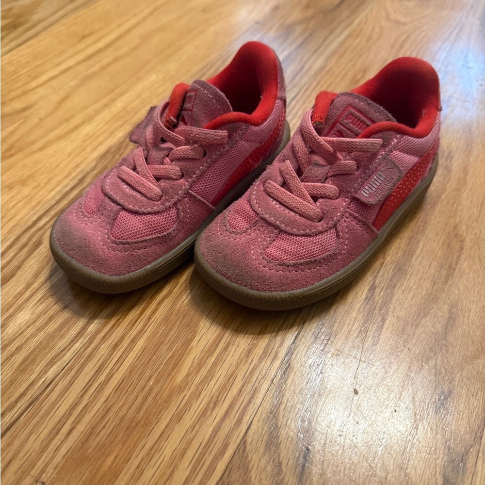 Puma Kids Red-Pink Suede & Mesh Sneakers